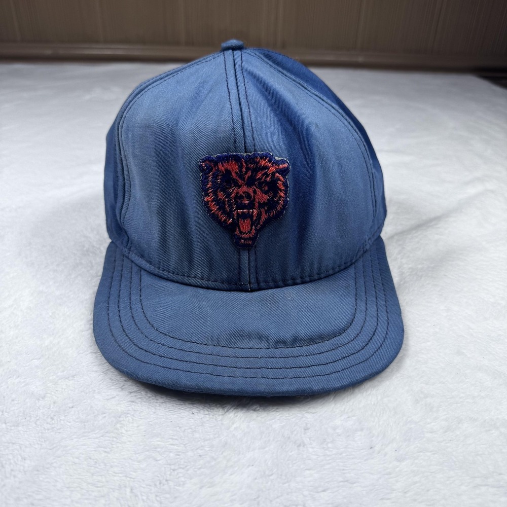 Vintage Chicago Bears Hat Cap Snap Back Mens Large Blue NFL Football AJD 80s‎